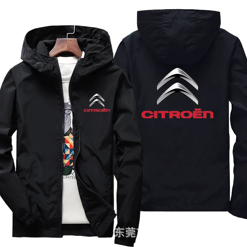 

Spring Car Logo CITROEN Men Motorcycle Jacket Casual Windbreaker Sports Zipper Thin Jacket Sunscreen Hoodie Pilot coat