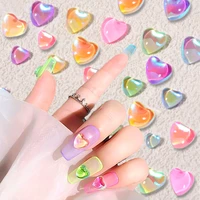 20pcs mixed size candy love heart crystal nail charms aurora diamond macaron heart nail rhinestones nail gems jewelry decoration