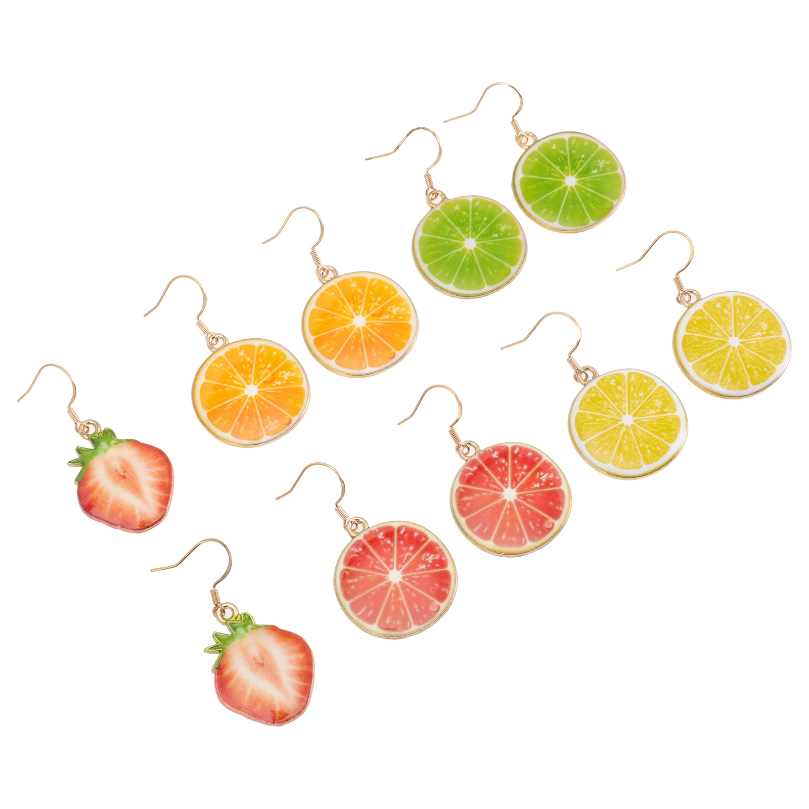 

5 Pairs Retro Earrings Fruit Ear Dangler Summer Ear Pendant Ear Jewelries
