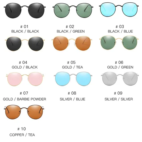 Classic Vintage Round Polarized Sunglasses Men Brand Designer Polaroid Sun Glasses Women Metal Frame Black Lens Eyewear Driving