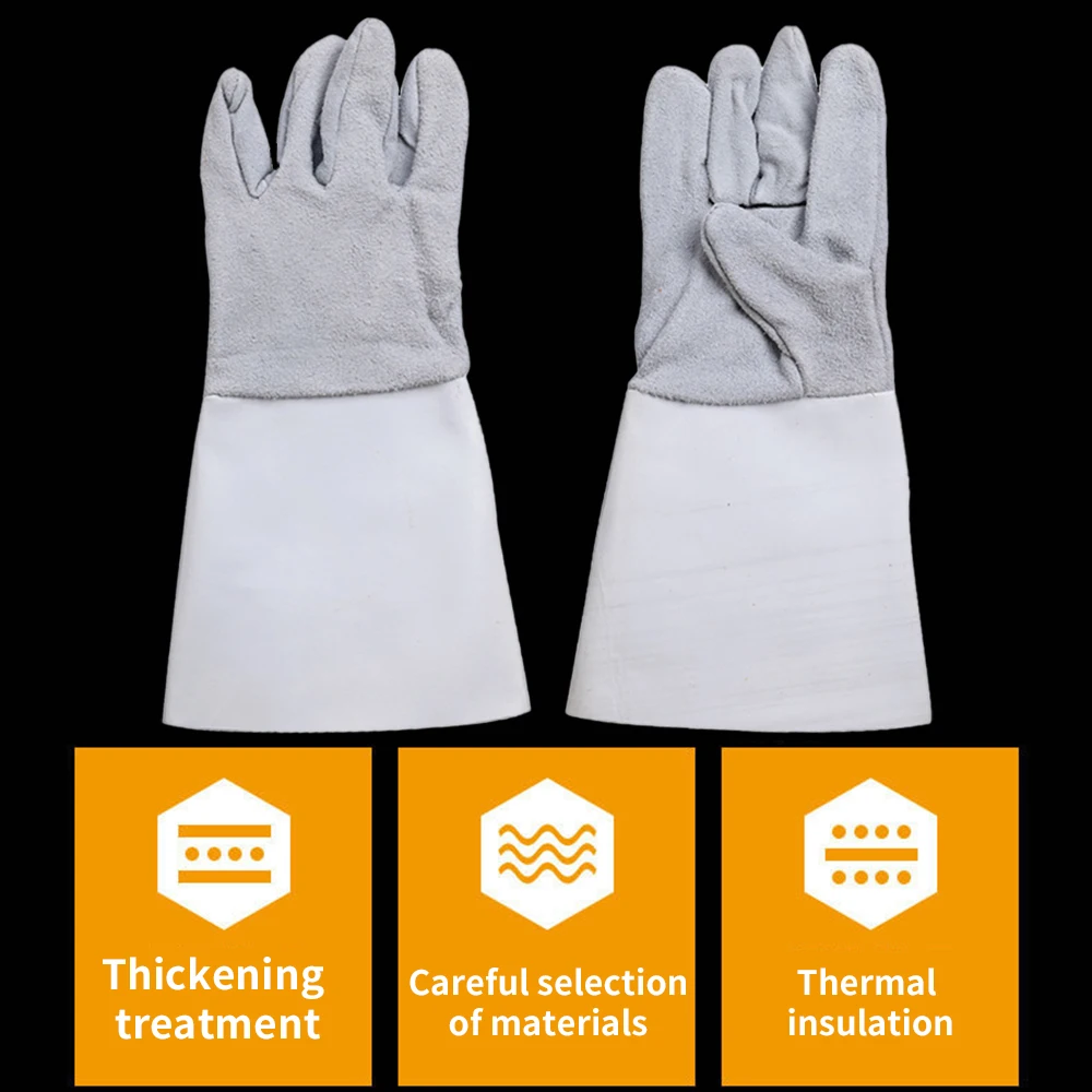 Кожаные перчатки для сварки термостойкие защитные рабочие безопасности