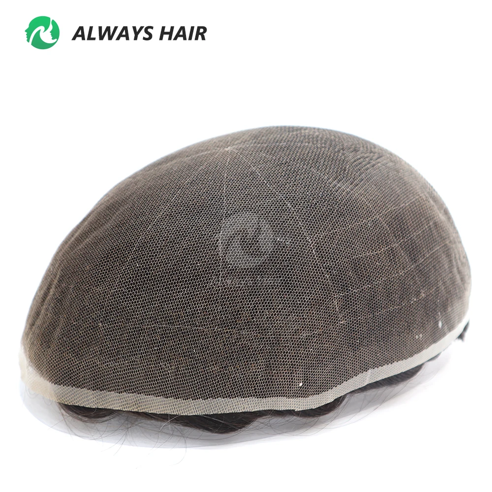 Alwayshair - All French Lace Men Hair Toupee Invisible Hairline Well Bleached Knotted Male Wig