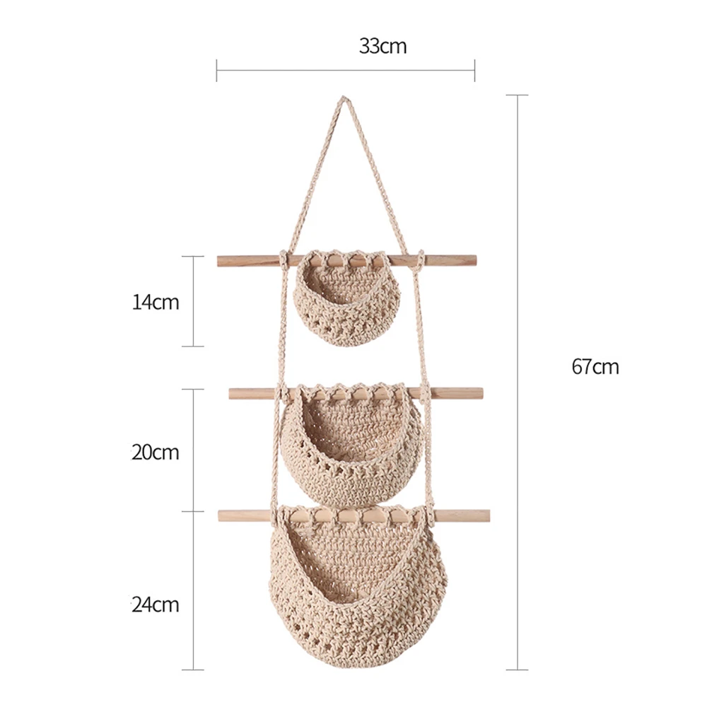 Богемная подвесная корзина для хранения плетеная хлопковая веревка ручной