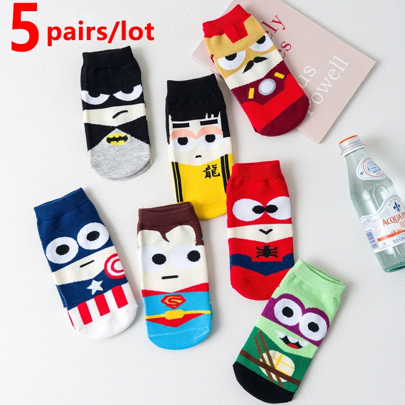 Носки мужские с героями мультфильмов нейлоновые Смешные невидимые короткие