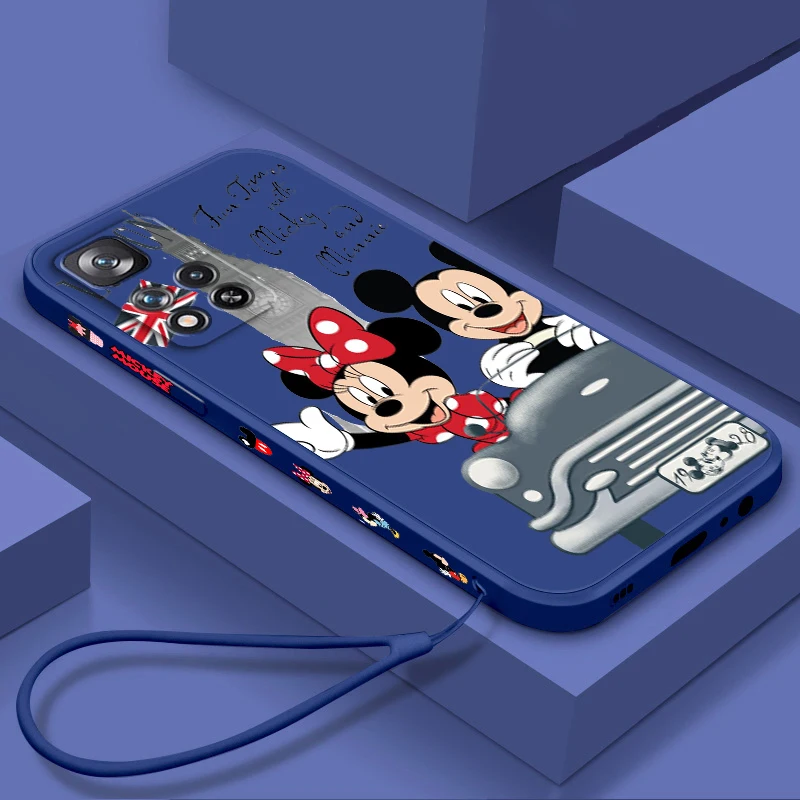 

London Luxury Mickey Minnie Phone Case For Xiaomi Redmi Note 12 11 11S 11T 10S 10 9S 9T 9 Pro Plus 5G Liquid Left Rope Funda