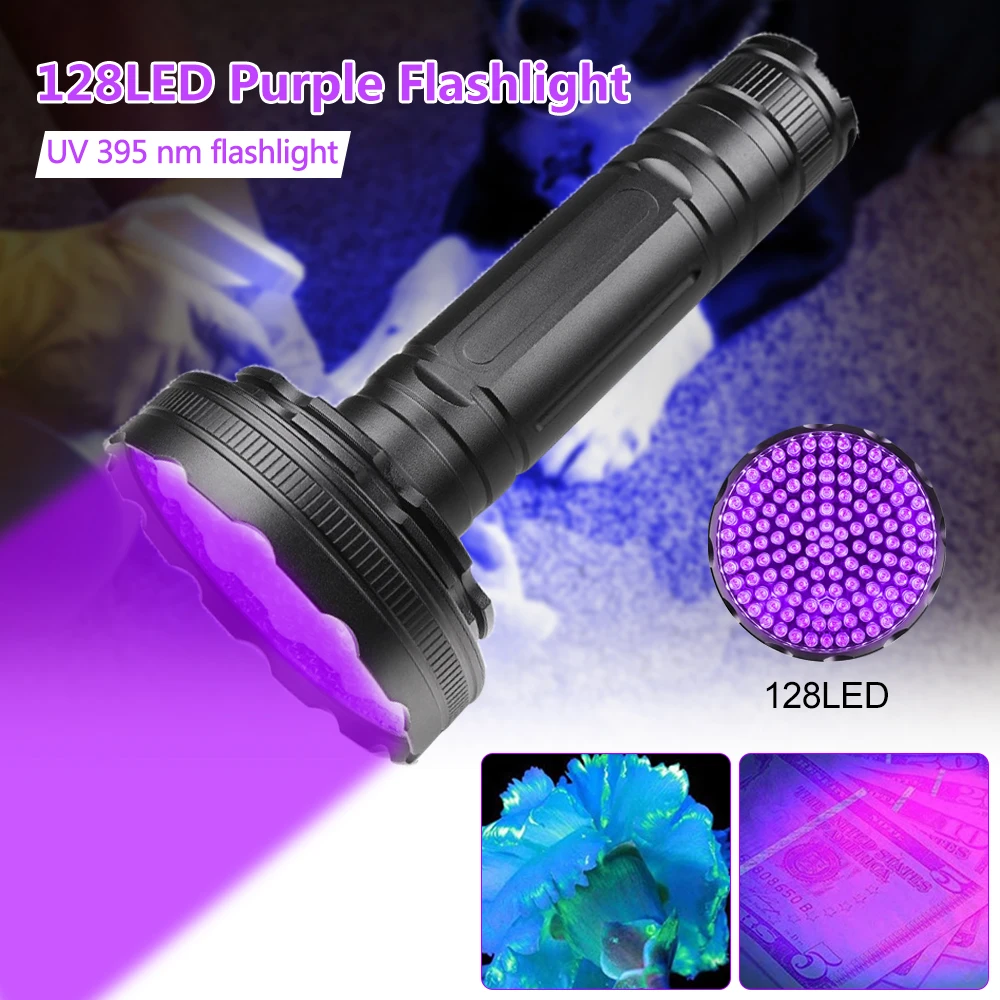 

128LED UV Flashlight 395NM Purple Torch Handheld UV Inspection Light Pet Urine Stains Detector Scorpion by AAA