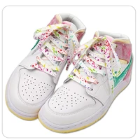 splash ink flat shoelace rainbow shoelaces for shoes print colorful shiny shoe laces women sneakers shoestrings accessories 2 pc