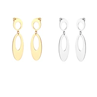 ason 2pcs fashion stainless steel big geometric stitching round earrings punk style for women drop earing modern female jewelry
