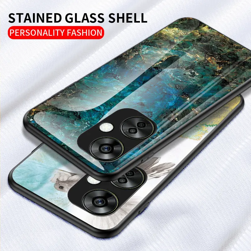 OnePlus Nord CE3 Lite CPH2467 CPH2465 чехол Мраморное закаленное стекло жесткая задняя крышка