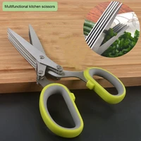 kitchen scissors multifunctional muti layers stainless steel knives scallion cutter herb laver spices cook tool