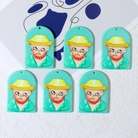 8pcs cartoon portrait van gogh acrylic charms for jewelry making pendant earring necklace keychains diy accessories wholesale