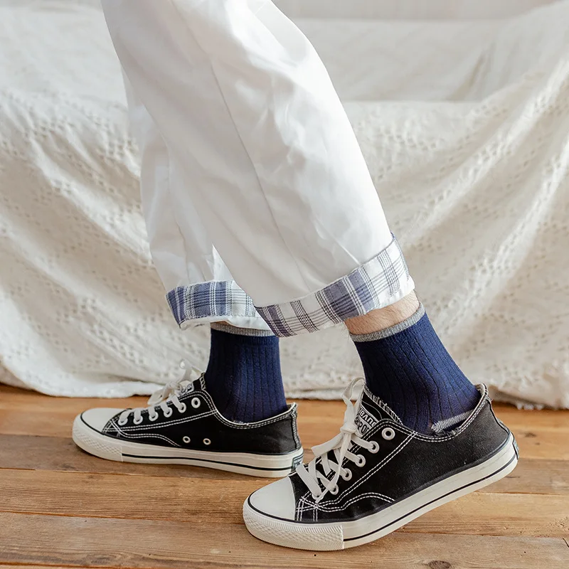 10 Pairs Pure Cotton Breathable Men's Socks Soft Mesh Sports High Quality Compression Four Seasons Socks Middle Tube Male Socks