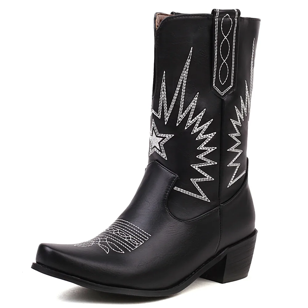 

Женские туфли с острым носком в европейском и американском стиле, с вышивкой на квадратном каблуке, женские туфли на тонком каблуке, ретро туфли-лодочки 2023