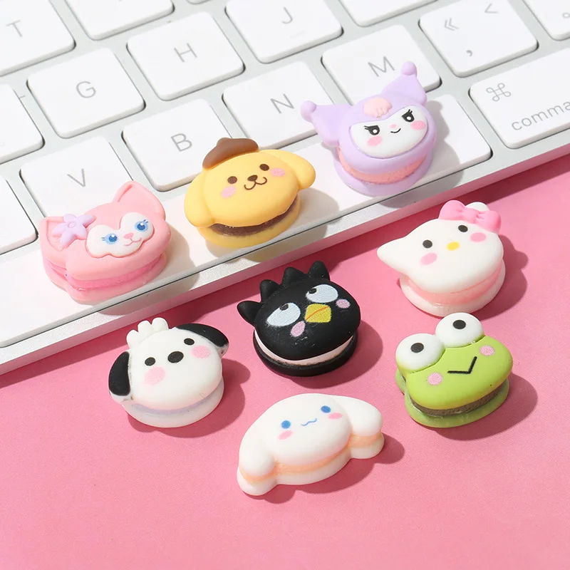 10Pcs/set Sanrios Hellokittys Cinnamoroll Pompom sandwich cookies shape Handmade Material DIY Resin Accessories