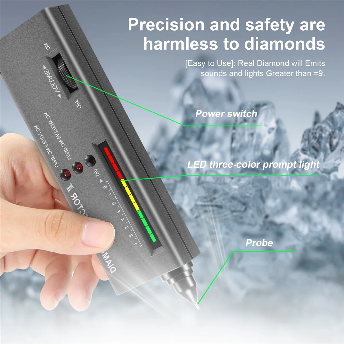 Ручка-тестер для алмазов высокоточный тестер ювелирных изделий и бриллиантов +