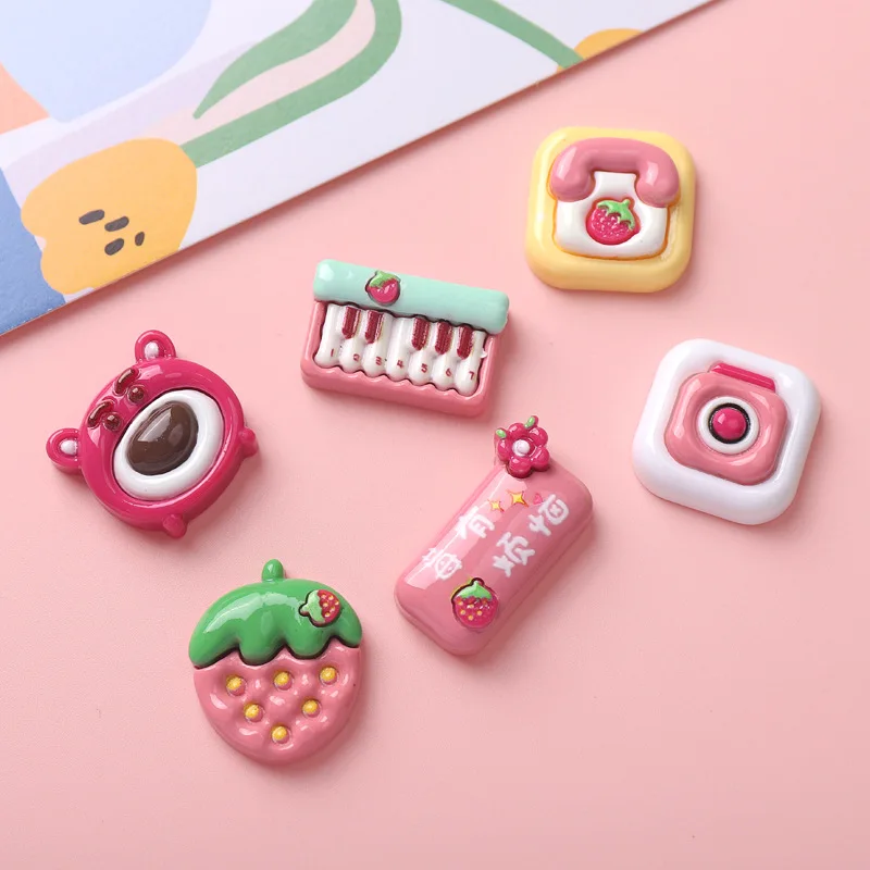 10 шт. Новинка кавайная мультяшная клубника медведь серия Смола с плоским