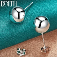 doteffil 925 sterling silver 10mm round smooth solid bead ball stud earrings for women wedding engagement party jewelry