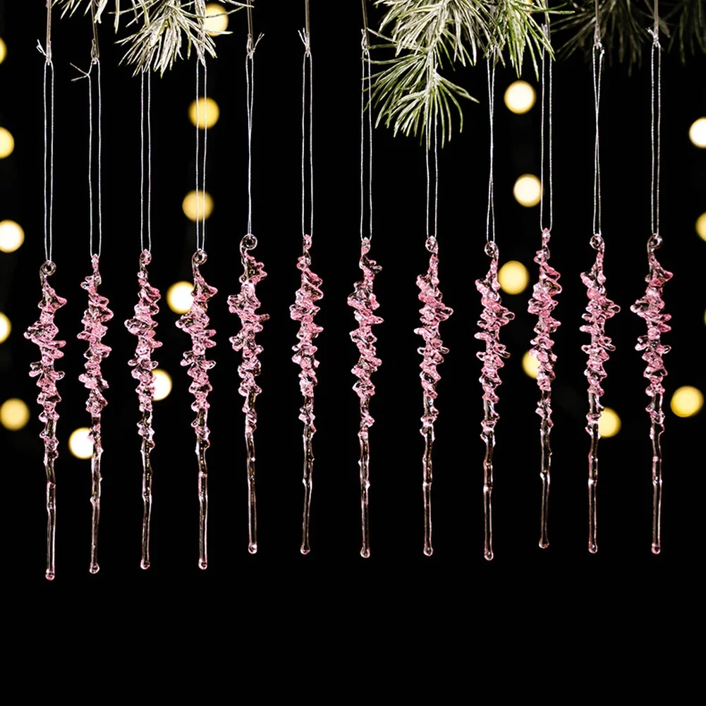 12 шт., рождественские елочные украшения в виде сосульки, прозрачные акриловые украшения в виде сосульки, подвесные украшения, рождественские новогодние украшения 2026 новогодние и рождественские рассказы будущих русских классиков