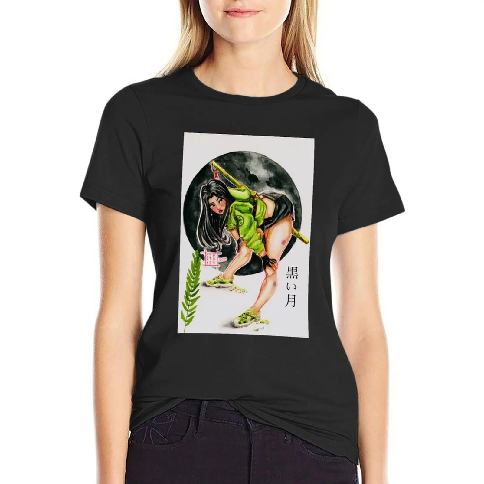 Футболка kuking Tsuki футболки с графическим рисунком милые топы для женщин