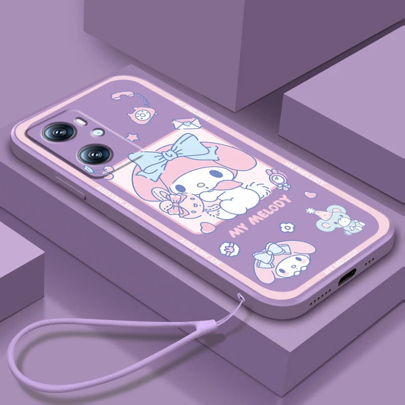 

Phone Case For OPPO A96 A94 A93 A77 A76 A74 A72 A57 A53S A16 A9 Find X5 X3 Lite F21 5G Melody Cinnamoroll Art Cute Liquid Rope