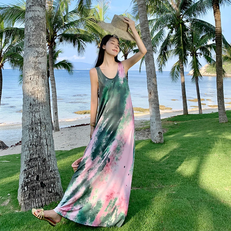 

2023 New Women Simple Backless Beach Robe Summer Bohemian Loose Vacation Clothing Female Y2K Casual Long Lazy Vintage Dress