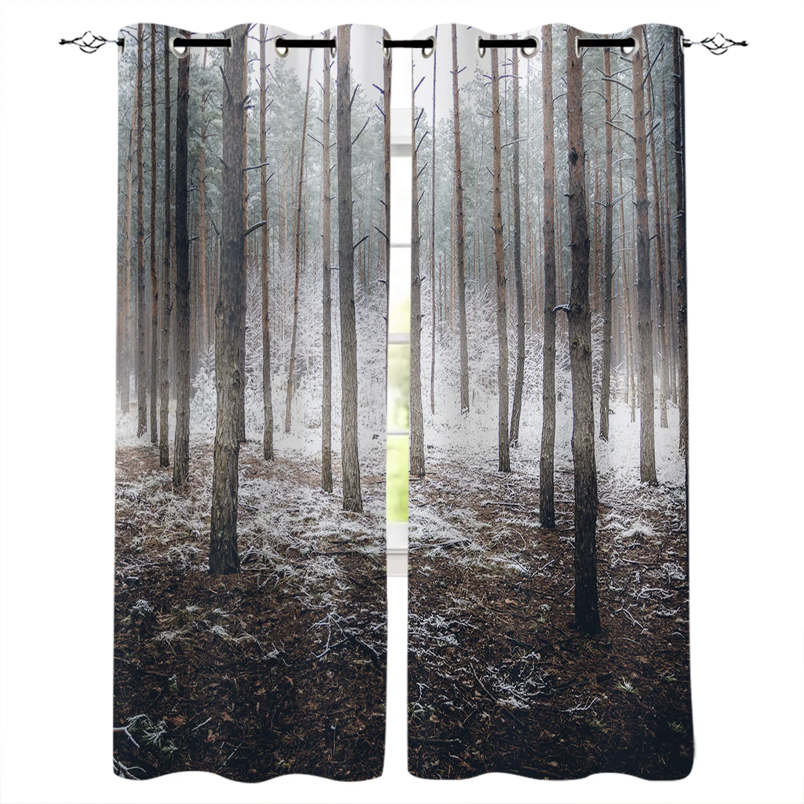 

Зимняя тема лес Оконные Занавески для гостиной кухни занавески спальни декоративные оконные процедуры