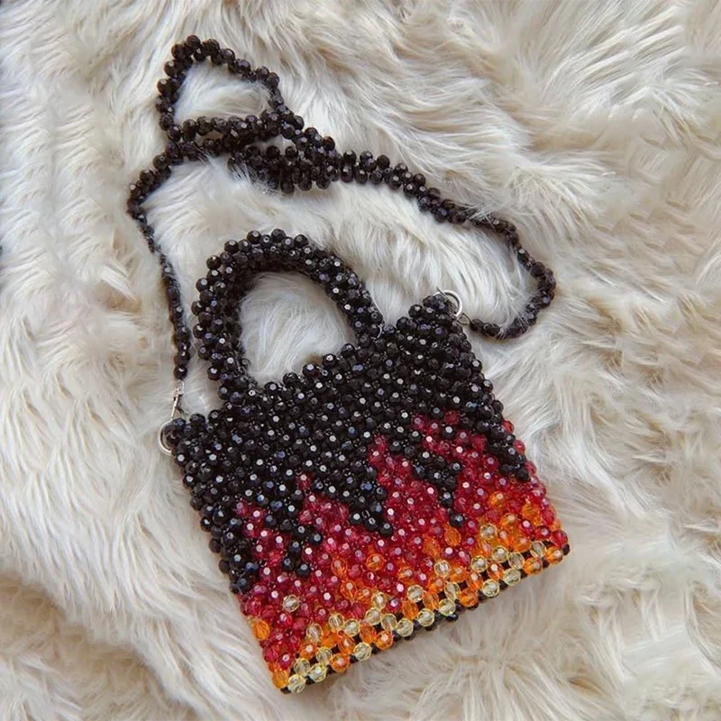 Женская сумка-тоут с рисунком огня модная женская сумка со стразами красная для