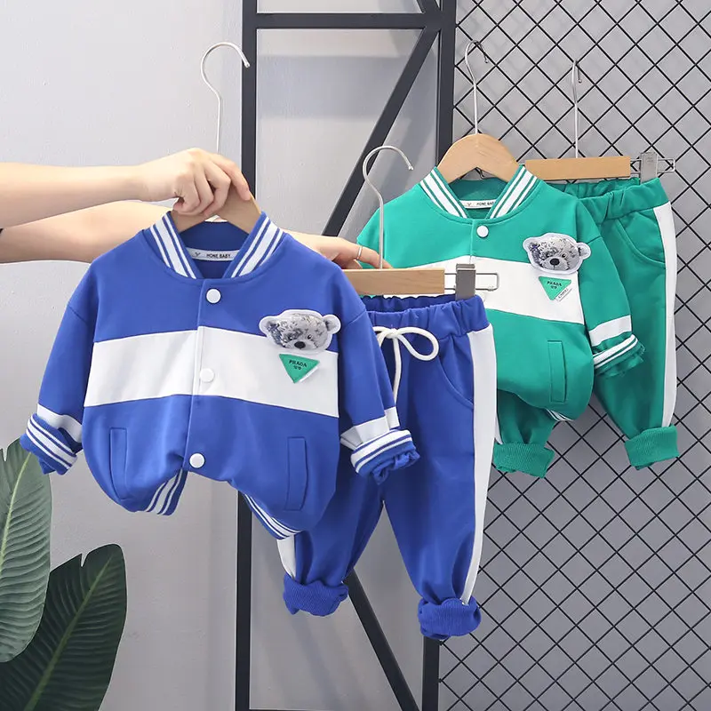 

Spring Baby Boys Girl Casual Patchwork Kids CartoonCoat Jacket Pants 2Pcs/Sets Infant Cotton Clothing Children Fashion Tracksuit