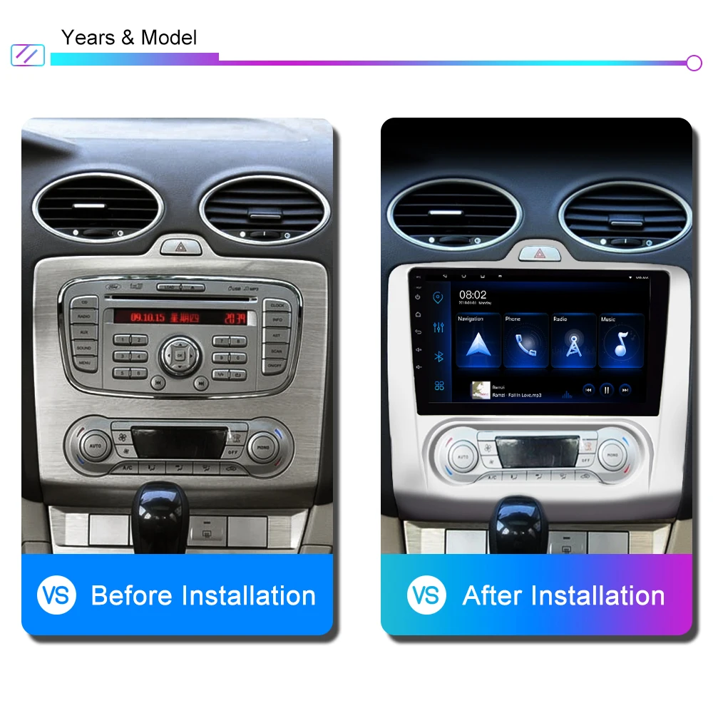 Для Ford Focus EXI MT 2 3 Mk2 2004-2011 9 дюймов Android 4G Carplay Din Автомобильный мультимедийный плеер