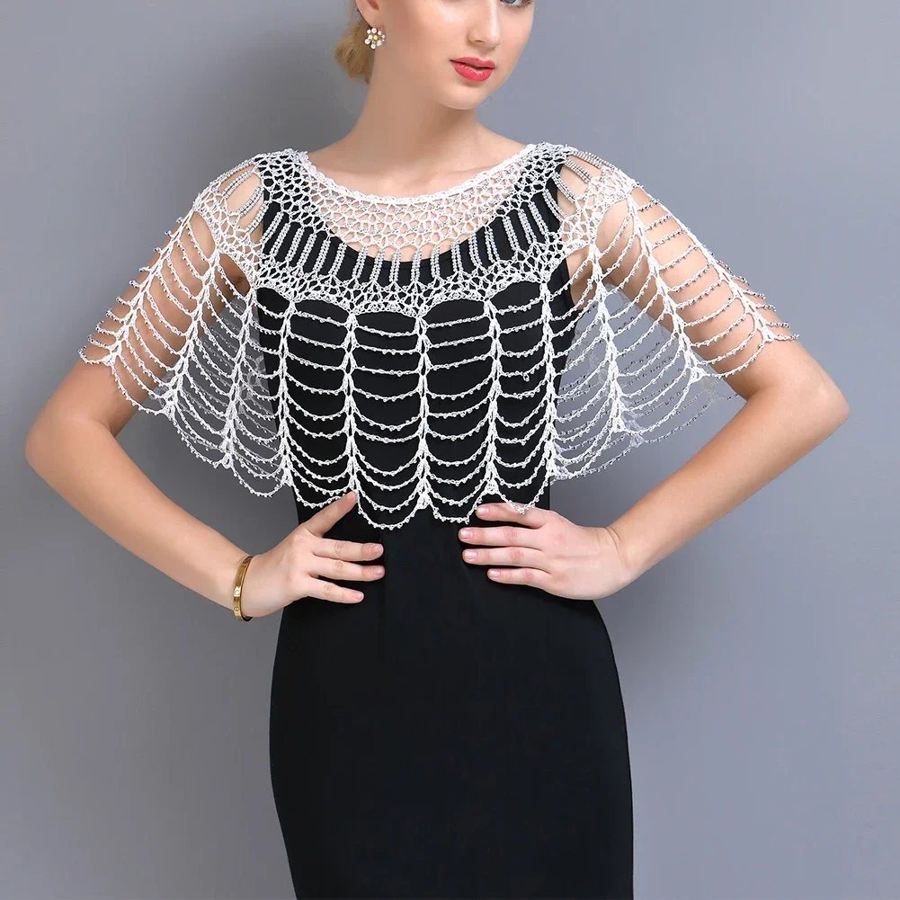 Вязаная крючком шаль ручной работы с вырезами в стиле 1920-х годов женская вечерняя