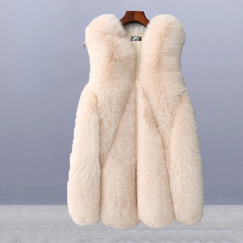 2022 Winter New Luxury Faux Fox Fur Vest Women Fashion Faux Fur Vests Coat Fur Casual Warm Thick Overcoat Outwear Tops T20