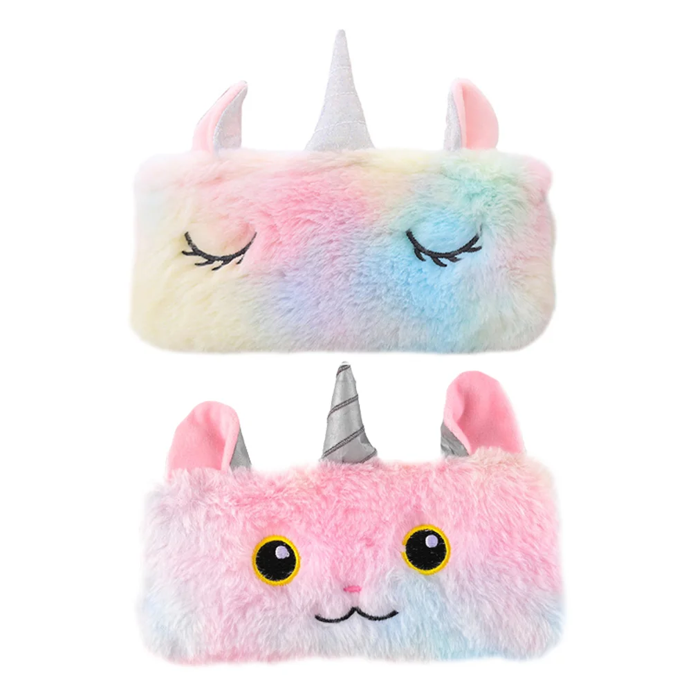 

2 Pcs Storage Bag Unicorn Plush Student Girls Gifts Stationary Supply Pen Pouch
