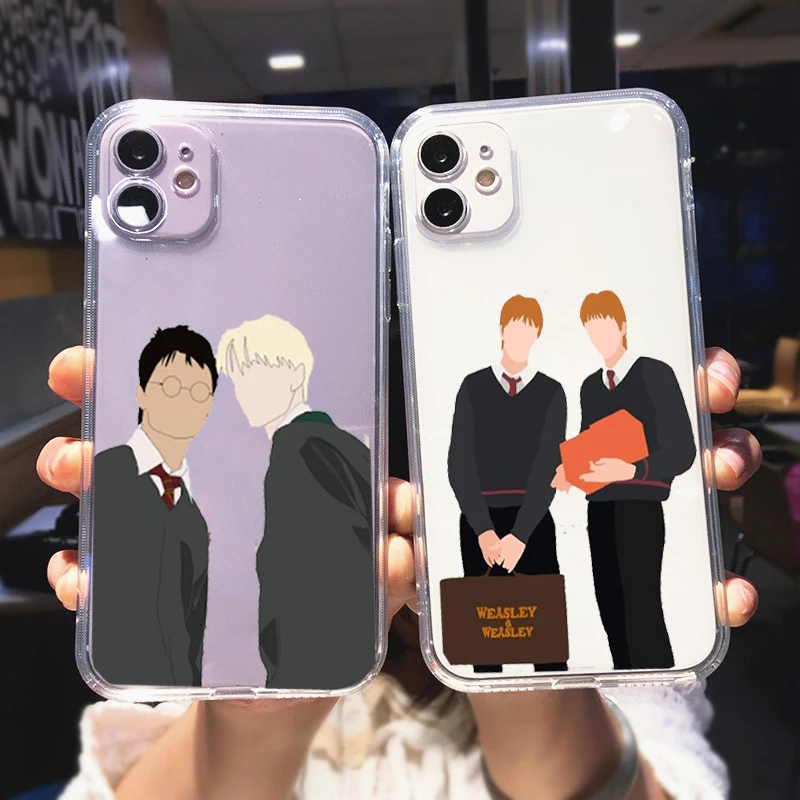 

Draco Malfoy Weasley Twins Clear Phone Case For iPhone 11 12 13 14 Pro MAX X XS XR SE20 7 8 Plus Fashion Soft TPU Cover Coque