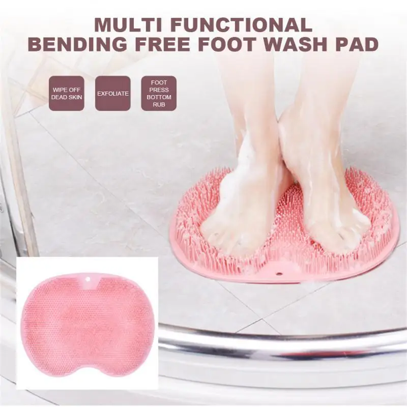 

Silicone Rub Back Brush Bathroom Non-slip Wash Foot Pad Massage Shower Mat With Sucker Bath Massage Foot Exfoliating Brush Pad
