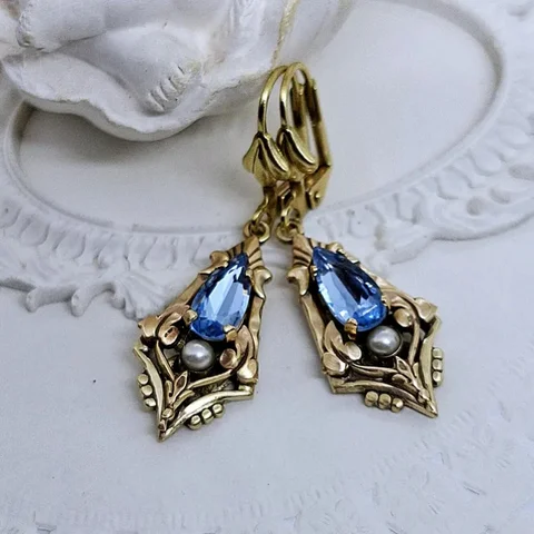 Винтажные полые серьги-капли в модном стиле с имитацией драгоценного камня, металлические многоцветные висячие серьги с имитацией жемчуга