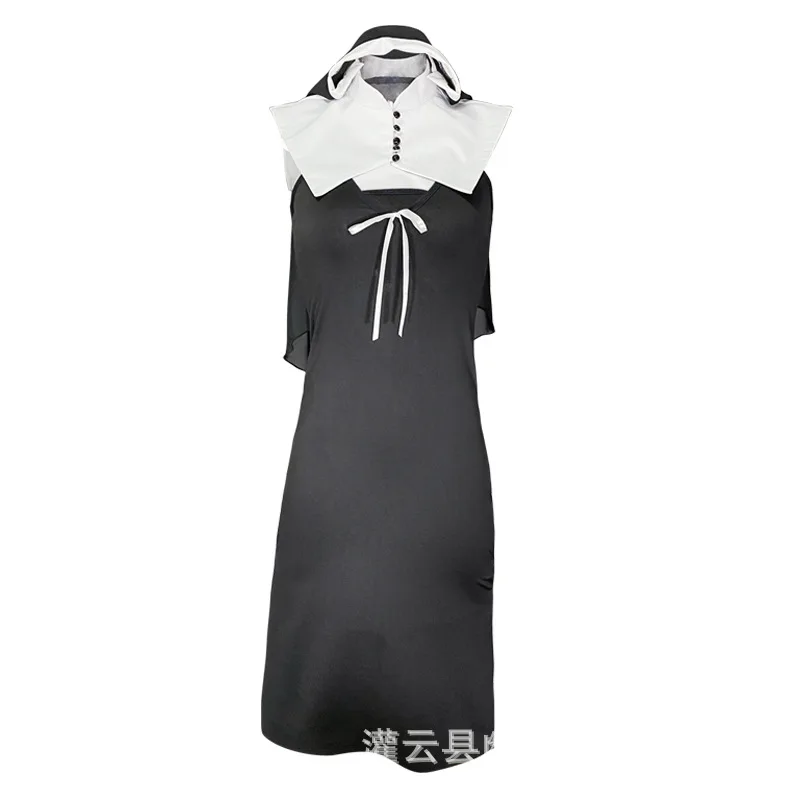 Женский сексуальный костюм монахини для косплея аниме черное платье горничной с