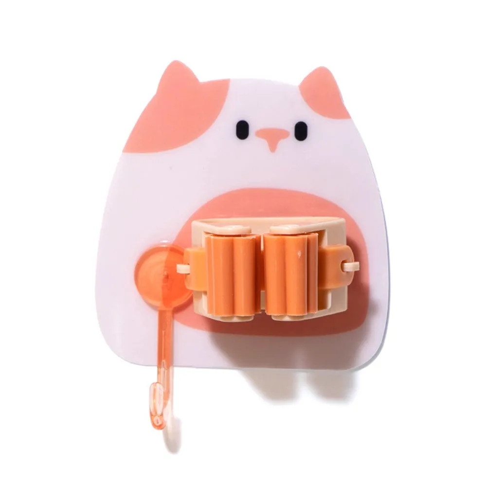 

Cartoon Free Punch Mop Clip Wall Mounted Hook Bathroom Suction Hanging Pipe Hook Broom Hanger Spring Clip Rack Home Storage Rack