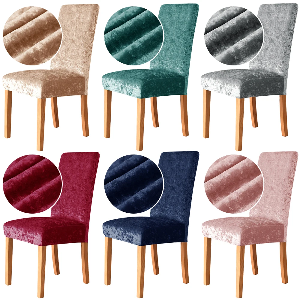 

1/2/4/6-PCS Crushed Velvet Chair Covers Stretch Soft Diamond-Look Chair Slipcovers for Dining Room Anti-dirty Seat Cover Home