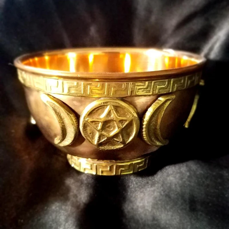 Чаша для благовоний Triple Moon Pentacle медная чаша 3 дюйма отлично подходит алтаря