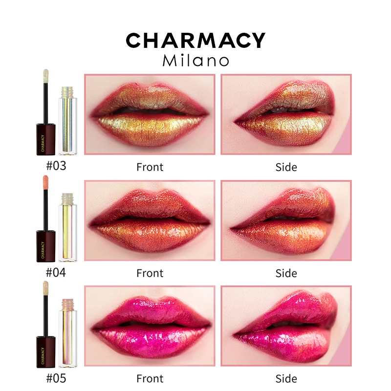 

CHARMACY Duochrome Shiny Lipgloss 3 Color Chameleon Glitter Lip Balm Multi Chrome Easy To Wear Lip Oil Sexy Lip Makeup Cosmetic