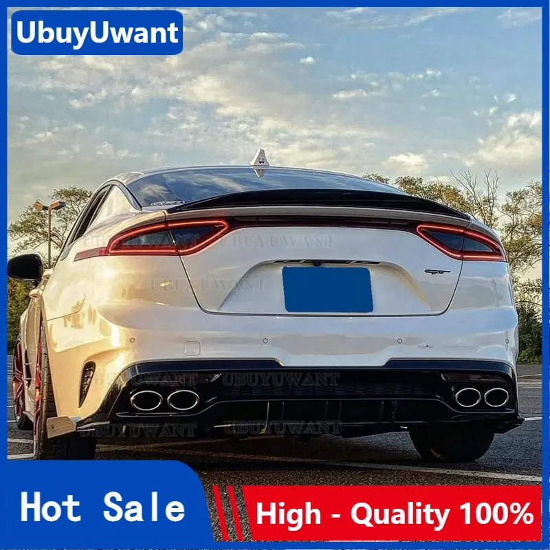 

Use For KIA K8 Stinger Spoiler Real Glossy Carbon Fiber Rear Wing R Style Sport Accessories Body Kit Stinger Rear Spoiler 14-19