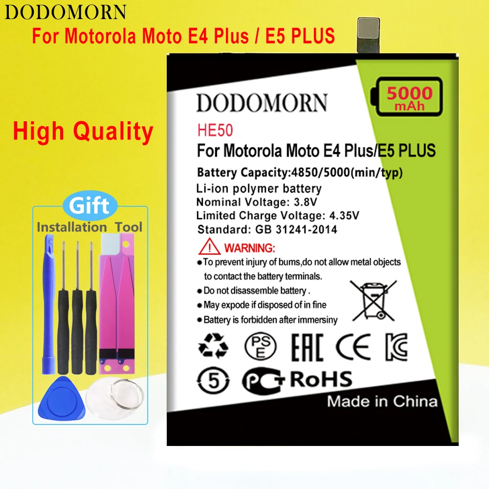 

DODOMORN HE50 Battery For Motorola Moto E4 Plus /E5 PLUS XT1770 XT1771 XT1775 XT1774 XT1776 High Quality +Tracking Number
