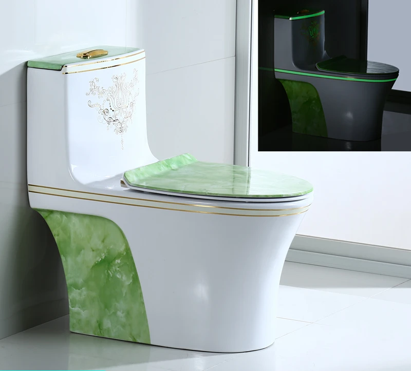 

Household Color Luminous Large Diameter Ultra-High Siphon Toilet Color Gold Ceramic Sanitary Fittings Pumping Deodorant
