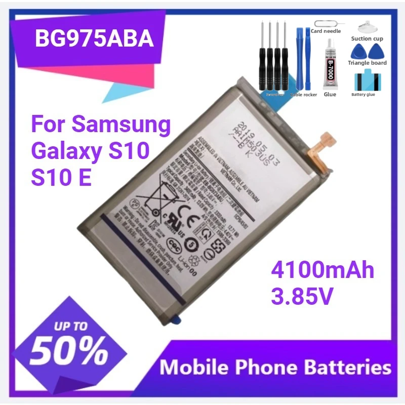 Фото 1 шт. BG975ABA Сменный аккумулятор для Samsung Galaxy S10 S10 E SM-G9750 G975F G975U G975W G9750 3,85 В 4100 мАч с инструментом №1
