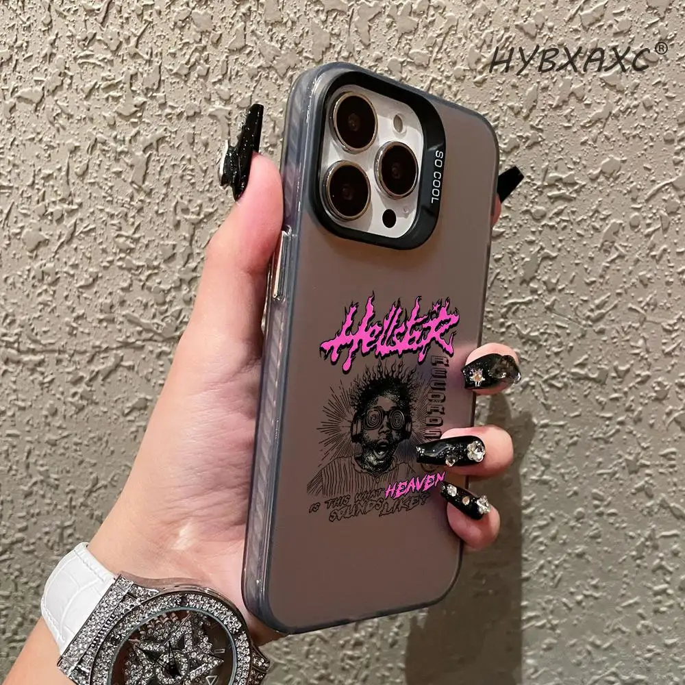 Фото Чехол для телефона H-HellstarS Fashion Logo для iPhone 17 16 15 14 13 12 11 Max, черный, фиолетовый, матовый, лазерный, металлический, с эффектом Авроры, Funda HYBXAXC №2