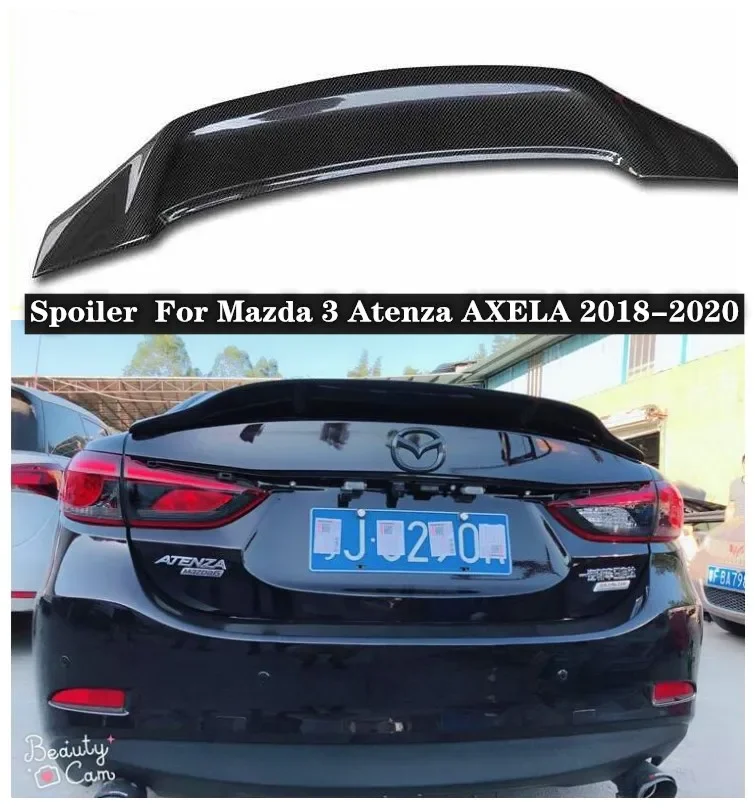 

Fits For Mazda 3 Atenza AXELA 2018 2019 2020 High Quality Carbon Fiber Rear Trunk Lip Spoiler Splitter Wing