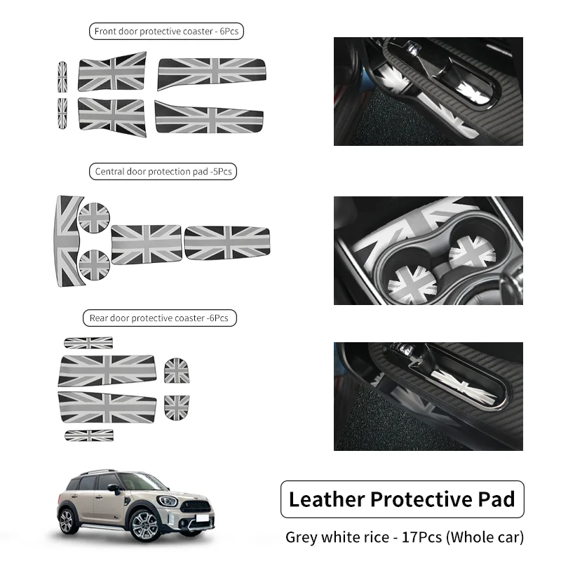 

17 шт., противоскользящий коврик для хранения всего автомобиля, защита подставки для автомобильной чашки, противоскользящий коврик для MINI Countryman F60, аксессуары для украшения интерьера