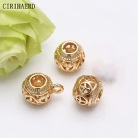 beads for jewelry making 14k gold plated hollow out flower round loose spacer bead diy jewelry accessories supplies findings