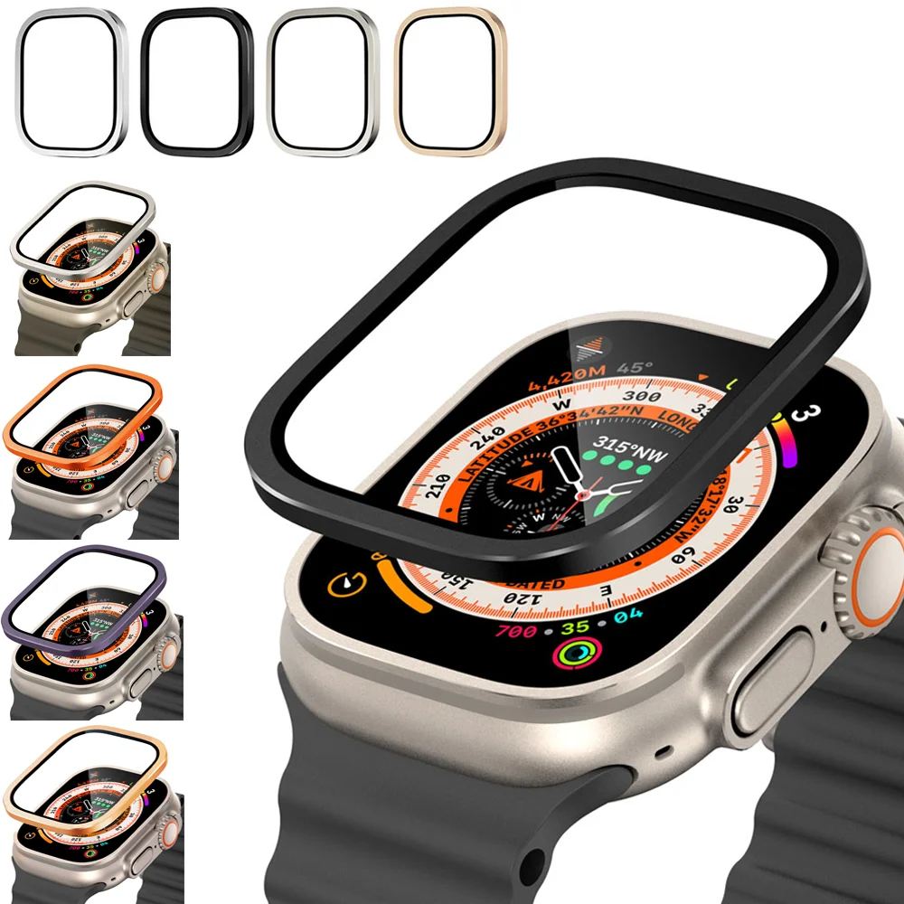 Закаленное стекло для Apple Watch Ultra 2 49 мм титановая металлическая рамка пленка