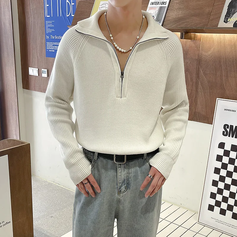 

Pullover Sweater Male Korean Fashion Slim Fit Autumn Winter Clothes for Men Casual Long Sleeve Pullovers Pure Color 2022 A14
